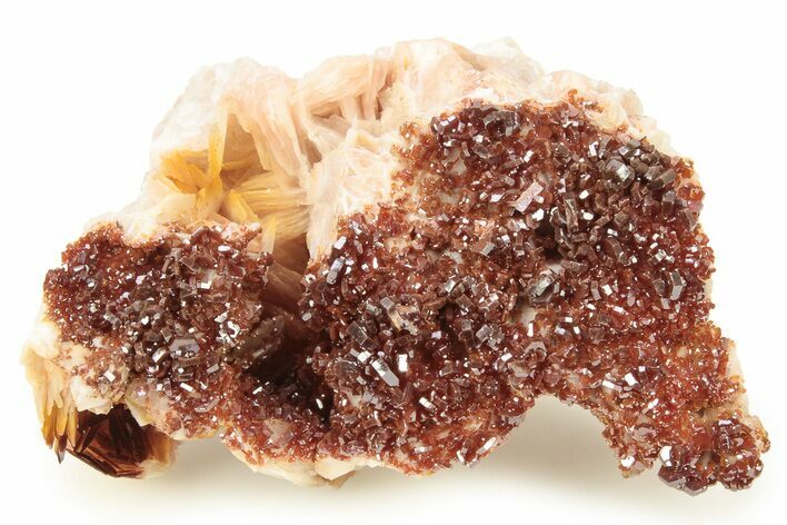 Glittering, Ruby Red Vanadinite Crystals on Barite - Morocco #278239